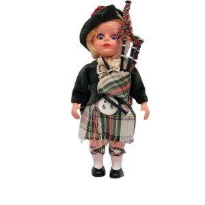 Vintage Great Britain Made Scottish Female Bagpipe Player Rogark Doll